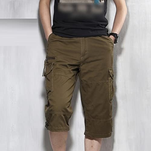 גברים של 3/4 מטען ארוך מכנסיים קצרים רופף מתאים מתחת לברך טקטי קאפרי קצר רגוע מתאים קצר מכנסיים