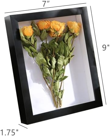 מסגרת תמונה של קופסת צל, מסגרת לפרחים מיובשים, מסגרת תצוגה חלולה עמוקה בגודל 1.2 אינץ