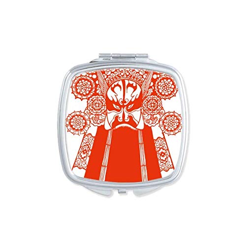 אדום סין ראש נייר-לחתוך מראה נייד קומפקטי כיס איפור דו צדדי זכוכית