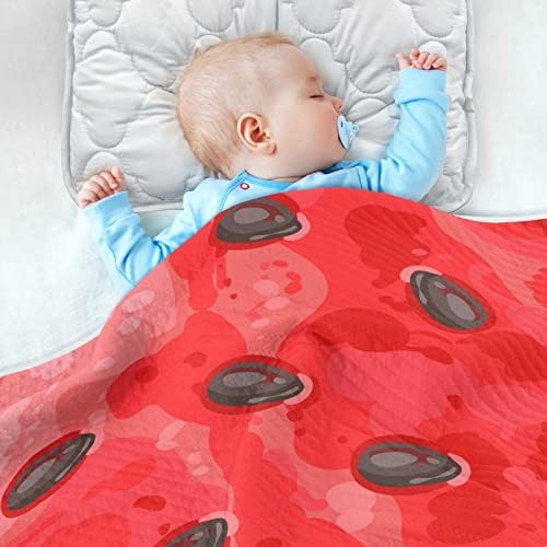 שמיכת שופט אדומה פרוסה אדומה שמיכת כותנה אבטיח לתינוקות, קבלת שמיכה, שמיכה רכה קלה משקל לעריסה, טיולון,
