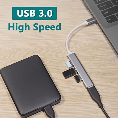 מתאם Teryeefi 4-in-1 USB C עם 4 יציאות USB 3.0, משקל קל עיצוב קליל מסוג USB C ל- USB 3.0 מתאם עבור MacBook