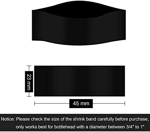 רצועות כיווץ שחורות, 45x23 ממ 200 יח 'שחור מחורר חום מחורר אטם אטם עטיפה לבקבוק זכוכית טפטפת, צנצנות