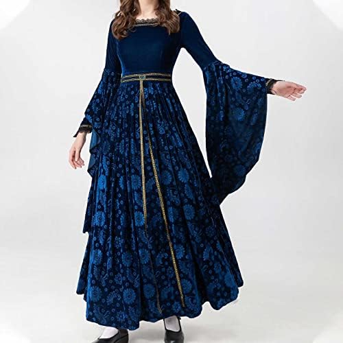 שמלות רנסנס לנשים, שמלת צוואר ברדס מימי הביניים של נשים מימי הביניים, שמלת צוואר מרובע שמלת שמלת