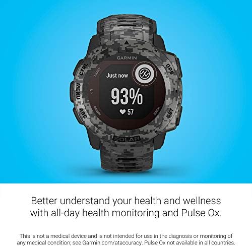 גרמין אינסטינקט סולארי, שעון חכם חיצוני מחוספס עם יכולות טעינה סולארית, אפליקציות ספורט מובנות וניטור בריאות,