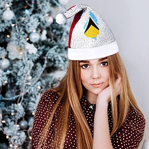 סנט לוסיה דגל מפת פאייטים חג המולד כובעי סנטה חג המולד כובע למבוגרים שמח חג המולד המפלגה תלבושות