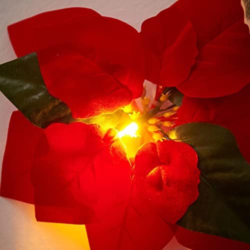 Joyhalo 2 חבילה חג המולד פוינסטיה גרלנד עם אורות - פירות יער אדומים המופעלים על ידי סוללה ועלי