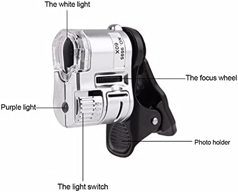 עדשת מאקרו מיקרוסקופ טלפון נייד 60 אוניברסלי זום קליפ מצלמה מיקרו עם עדשת טלפון אור הוביל