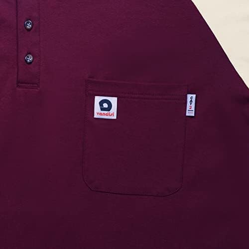 חולצות Fr Vandisi חולצות עמידות בפני להבה 6.5oz כותנה קלה משקל שני טונים והנלי חולצות לגברים