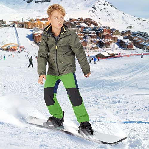 ילדים נעורים לילדים אטום רוח אטום לרוח מכנסי שלג סקי, מעטפת רכה הניתנת להרחבה מכנסיים מבודדים חמים