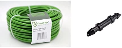 Floraflex 760456 100 רגל. צינורות OD 1/4 , מזהה 3/16, ירוק וגשם 312050B מחברים תיל יחיד, 1/4 אינץ ', 50 לשקית,