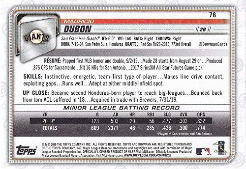 2020 באומן 76 MAURICIO DUBON SAN FRANCISCO GIANTES MLB כרטיס בייסבול NM-MT