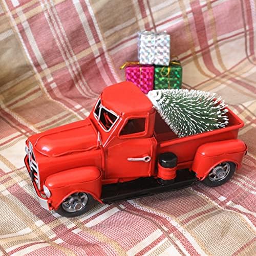 משאית אדומה של Hevirgo עם עצי חג המולד חוות חוות חג המולד אדום משאית אדומה בית חווה בית וינטג 'משאית אדומה