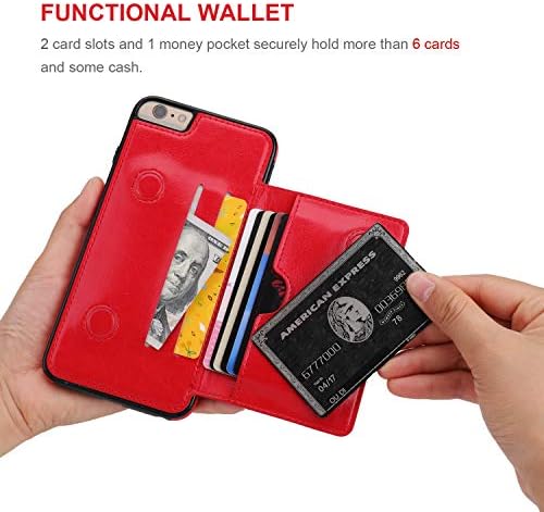 קייהואי אייפון 6 פלוס אייפון 6 פלוס מארז ארנק עם מחזיק כרטיס אשראי, מעמד עור פרימיום כיסוי מגן עמיד בפני