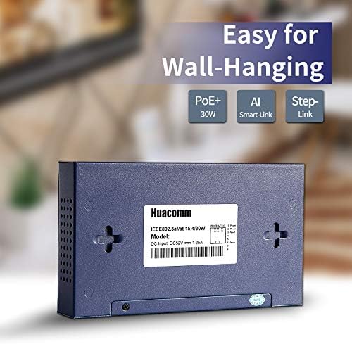 Huacomm 8-Port Gigabit Poe Swrings Office Plug-and-Play Desktop עבור מעקב IP טלפון חסון מתכת