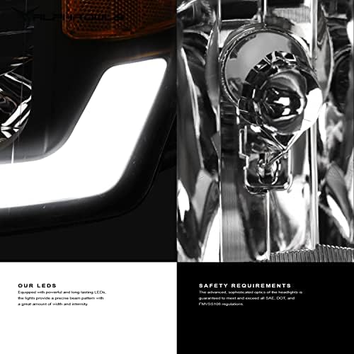 אלפא ינשופים 8711729 פנסי קריסטל עם לבן הוביל אור בר-שחור ענבר מתאים 2009-2014 פורד 150 הלוגן מודלים