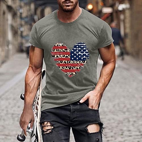 שורש חמוד 4 ביולי חולצות T לגברים דגל אמריקאי צוות מודפס צוואר שרוול קצר חולצת טי פטריוטית חולצת טשט