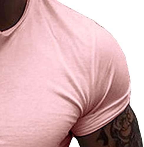 Maiyifu-GJ's Slim Fit Basic מעוצב כותנה כותנה קלה קדמית קדמית קדמית שרוול קצר חולצת נתיב צבע מוצק