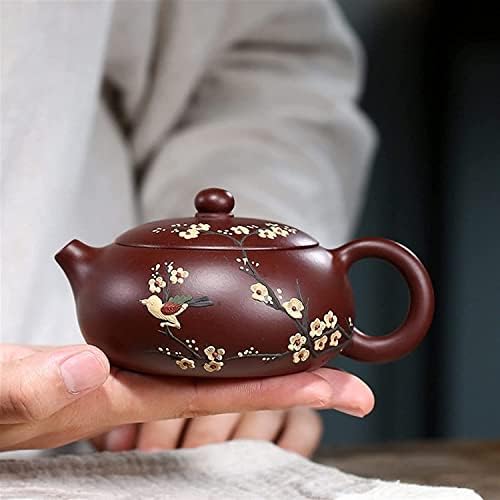 קומקום תה מודרני 200 מל בעבודת יד סגול חרס פרחים פרחים וציפורים קסישי סיר תה זישה סט קומקום