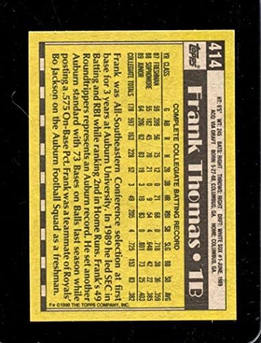 1990 Topps 414B פרנק תומאס COR FDP NMMT WHITE SOX HOF