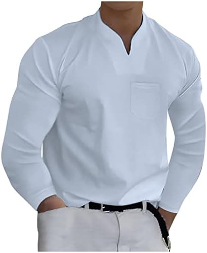 גברים של שרוול ארוך חולצות מוצק צווארון חולצות עם כיסים ספורט כושר אימון בגדי טי חולצה מזדמן