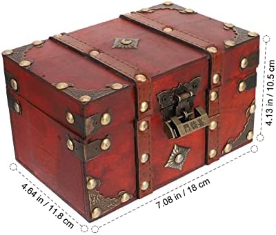 חזה אוצר Vicasky קופסת עץ קטנה עם מנעול תכשיטים וינטג 'קופסת אוצר קופסת אוצר 7. 1 x 4. 6 x 4. קופסת כסף 1 אינץ'