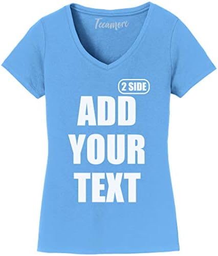 Teeamore נשים בהתאמה אישית לחולצת טי צוואר הוסף את עיצוב הטקסט שלך