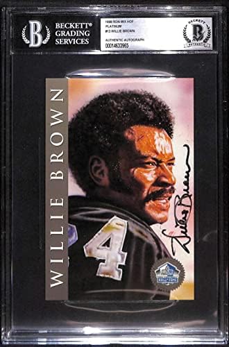 13 ווילי בראון - 1998 RON MIX HOF PLATINUM AUTOS כרטיסי כדורגל מדורגים BGS AUTO - כדורגל חתימה