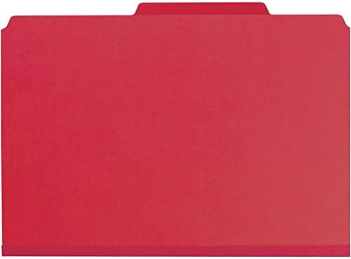 סמיד לוח לחץ סיווג קובץ תיקיית עם מגן בטוח מחברים, 3 חוצצים, 3 הרחבה, משפטי גודל, בהיר אדום, 10 בקרטון