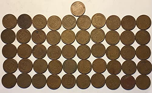 1956 D Lincoln Weat Cent Penny Roll 50 מטבעות פרוטה מוכר מאוד