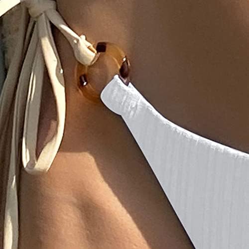 בנות רומפרס מידה 14-16 נשים סקסיות עניבה סקסית קדמית 2 ביקיני סט סולידי בגד ים משולש חתוך גבוה