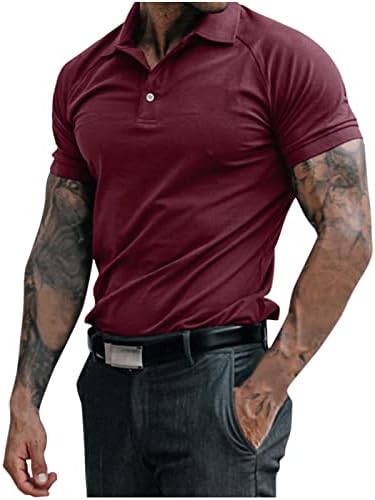 גברים של דחיסת עסקי פולו חולצות 1/4 כפתור חיצוני שמלת חולצות קצר שרוול טלאי חולצה
