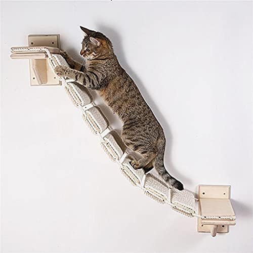 חתולי מחמד רב שכבתי לוח קיר תליית חתולי קיר מסגרת קנבוס חבל מוצק עץ חתולי השעיה גשר חתולי קיר רך סולם