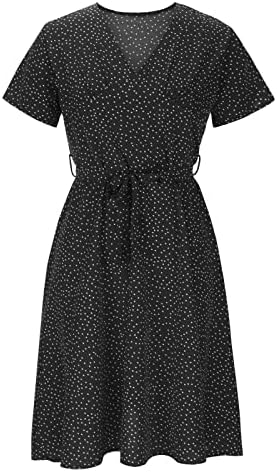 נשים של קיץ שיפון שמלות 2023 זורם שוויצרי דוט נדנדה שמלה לפרוע קצר שרוול שמלה אלגנטי בוהו אונליין שמלות