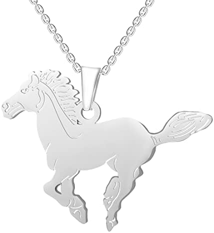 בנשל סוס תליון סוס שרשרת עם פאוץ עבור ילדה נוער יום הולדת מתנת כסף