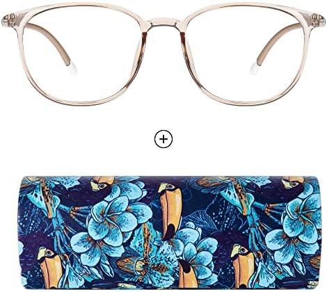 אולטרה קל משקל כחול אור חסימת משקפיים שמפניה + משקפיים מקרה פרחוני