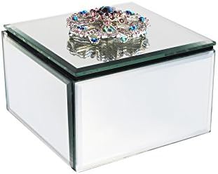 קופסת תכשיטים מזכוכית אטלייה אמריקאית עם סיכה-ורוד / זהב, ורוד / זהב