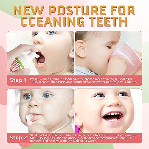 משחת שיניים קצף ילדים עם פלואוריד נמוך, פעוטות אנטי-חלילות משחת שיניים משחת שיניים 4 עם טעם פירות נוסח טבעי