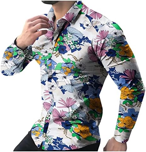 חולצות גברים XXBR שרוול ארוך סתיו כפתור במורד חולצה הוואי עלים עלים נינוחים של צמרות חוף מזדמנים וינטג 'פרחים