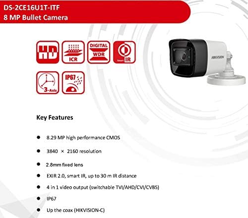 4K 8MP 8CH טורבו HD מערכת מצלמת אבטחה אנלוגית מערכת CCTV SET: 8MP 8CH HVR עם 2TB HDD מותקן ו- 4K 8MP IR
