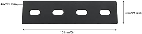 2 יחידות שחור 6 כבד החובה תיקון צלחת שטוח ישר מתכת פלדת תיקון תיקון סוגר מחבר