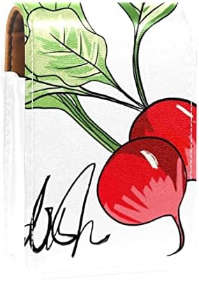 שפתון מקרה עם מראה חמוד נייד איפור תיק קוסמטי פאוץ, צבעי מים קריקטורה ירקות צנון