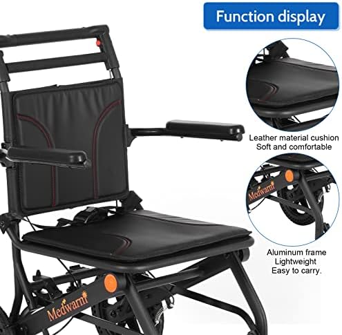גלגלים קלים עם בלם יד, כיסא גלגלים קומפקטי, האולטרה מתקפל נסיעות כיסא גלגלים למבוגרים, 11 גלגלים אחוריים, שחור