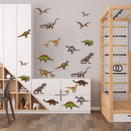 26 מחשב דינוזאורים מדבקות קיר מקלפים ומקל נשלף דינוזאור מדבקות קיר דינוזאור עיצוב חדר לילדים בנים חדר