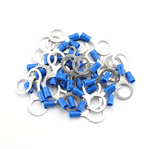 BAOMAIN 500 PCS AWG 16-14 1/2 '' Stud PVC שרוול מראש מסופי טבעת מבודדים מחבר RV2-12 כחול