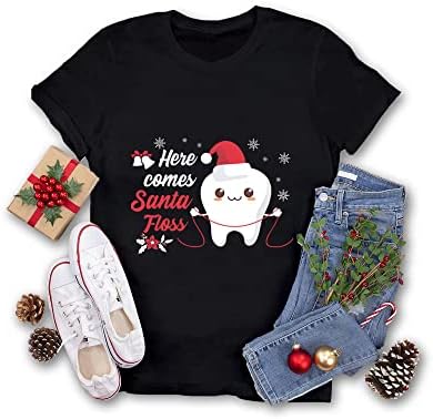 רופא שיניים מצחיק לחג המולד שיננית חולצת סנטה, חולצת חג מולד שיניים, מתנות שיניים לנשים, חולצת