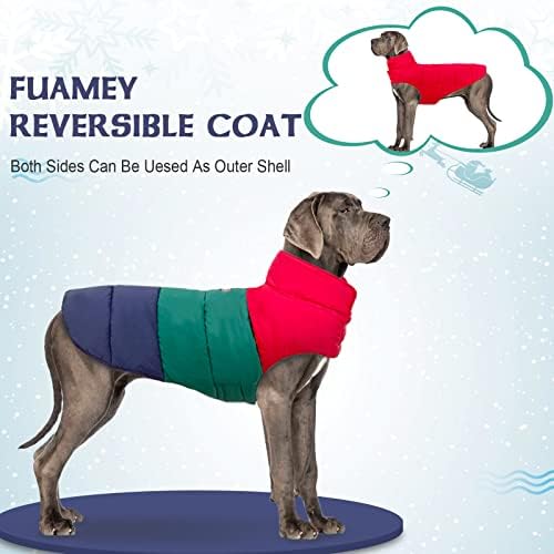 מעיל חורף כלב הפיך של Fuamey, מעיל מזג אוויר קר כלב מרופד אפוד מחמד מחמד חם אפוד אפוד אפוד למטה עם הלבשה