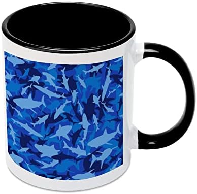 כריש קאם קרמיקה ספל קריאייטיב שחור בתוך כוס קפה קפה ספלי ידית עמידות מתנות ייחודיות