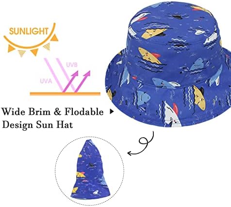Muryobao פעוט ילדים תינוקות קיץ כובע שמש UPF 50+ הגנת UV הגנה מפני נסיעה הפיכה חוף דלי חוף