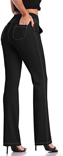 מכנסי יוגה של Dayoung Bootcut לנשים לבקרת בטן אימון מכנסי Bootleg מותניים גבוהים מכנסי מתיחה