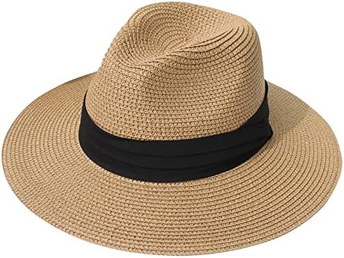 נדנדה הורס נשים גברים רחב ברים קש פנמה חגורת אבזם כובע פדורה חוף שמש כובע בסדר צמת עד50 + עבור